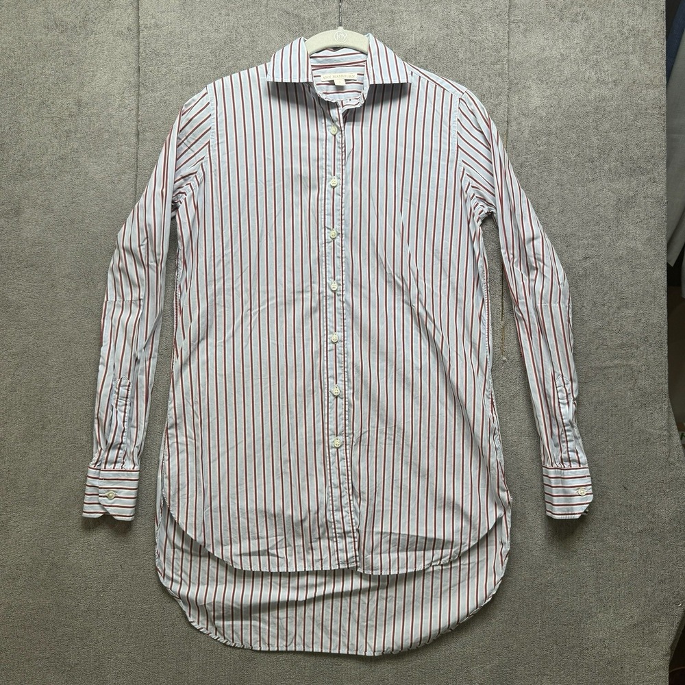 Ann Mashburn Stripe Button Down Shirt Womens Small Cotton Preppy Classic‎